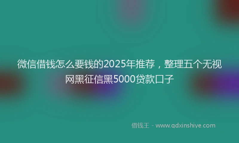 微信借钱怎么要钱的2025年推荐，整理五个无视网黑征信黑5000贷款口子