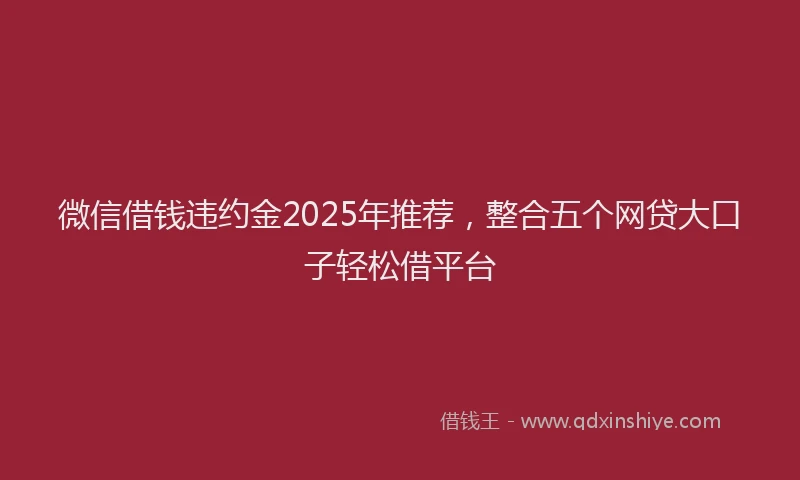 微信借钱违约金2025年推荐，整合五个网贷大口子轻松借平台