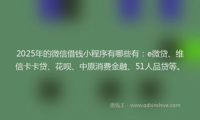 2025年的微信借钱小程序有哪些有：e微贷、维信卡卡贷、花呗、中原消费金融、51人品贷等。