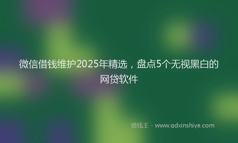 微信借钱维护2025年精选，盘点5个无视黑白的网贷软件