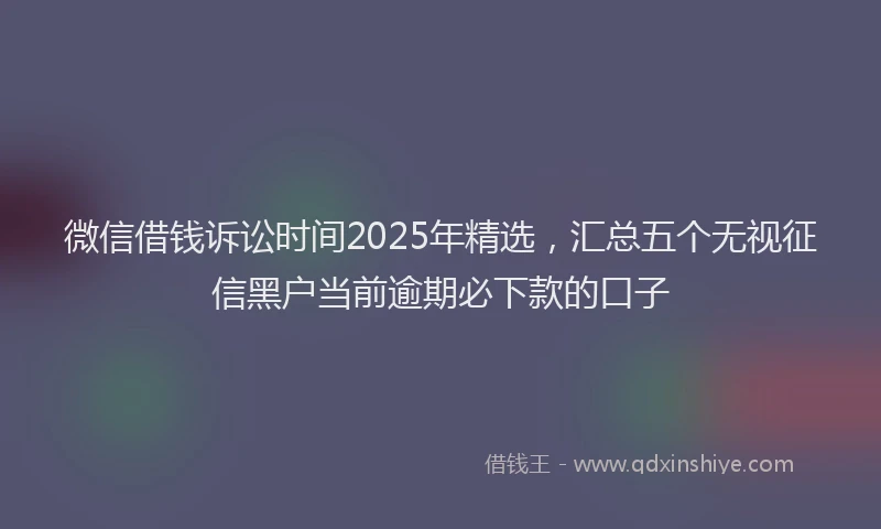 微信借钱诉讼时间2025年精选，汇总五个无视征信黑户当前逾期必下款的口子