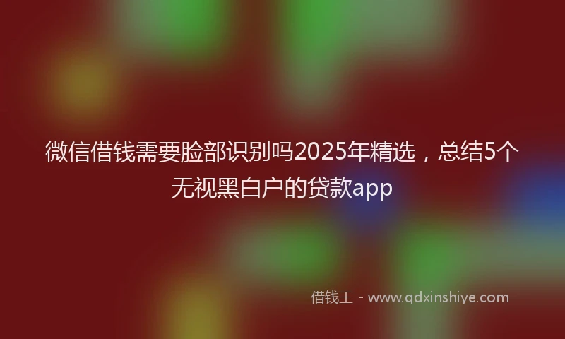 微信借钱需要脸部识别吗2025年精选，总结5个无视黑白户的贷款app