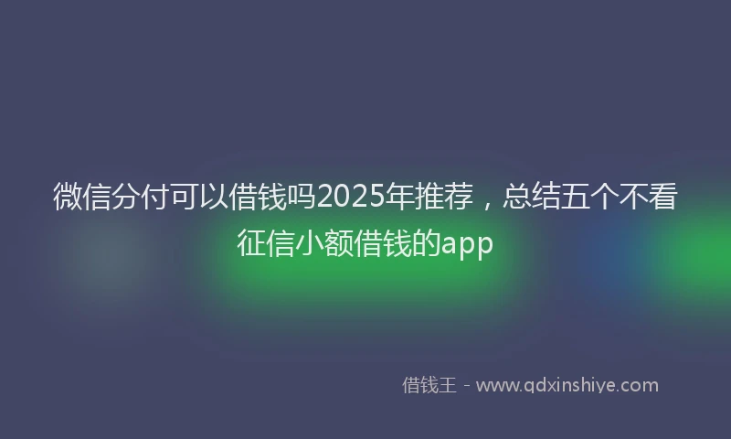 微信分付可以借钱吗2025年推荐，总结五个不看征信小额借钱的app