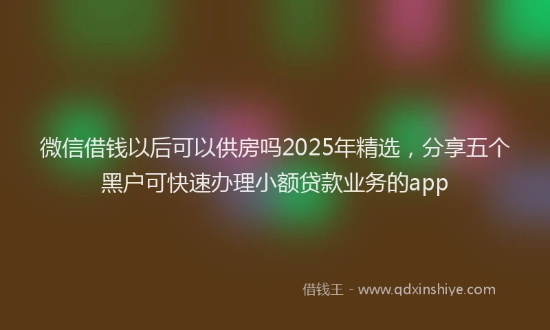 微信借钱以后可以供房吗2025年精选，分享五个黑户可快速办理小额贷款业务的app