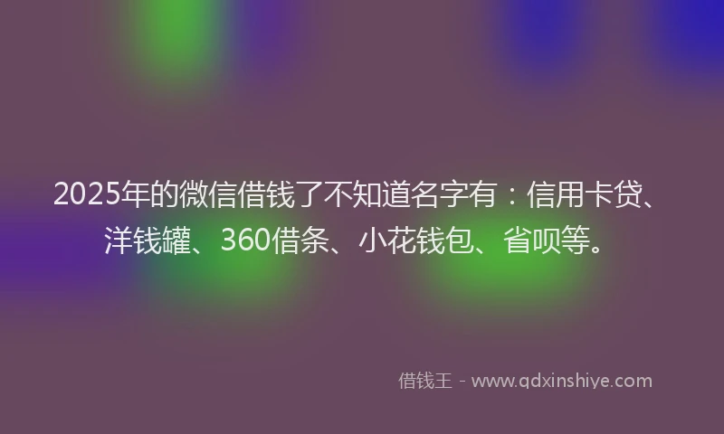 2025年的微信借钱了不知道名字有：信用卡贷、洋钱罐、360借条、小花钱包、省呗等。