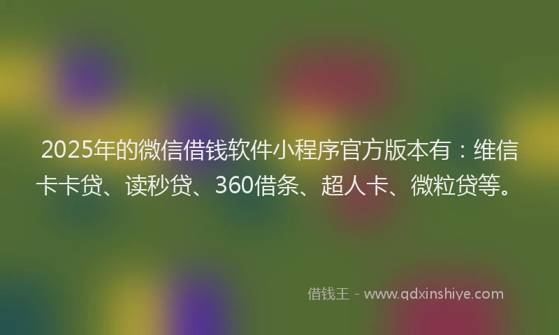 2025年的微信借钱软件小程序官方版本有：维信卡卡贷、读秒贷、360借条、超人卡、微粒贷等。