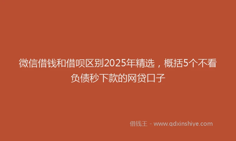 微信借钱和借呗区别2025年精选，概括5个不看负债秒下款的网贷口子