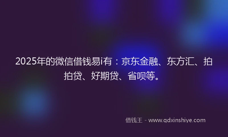 2025年的微信借钱易i有：京东金融、东方汇、拍拍贷、好期贷、省呗等。