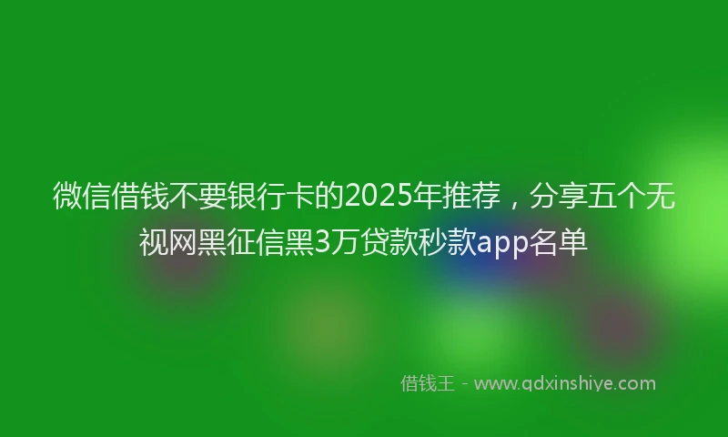 微信借钱不要银行卡的2025年推荐，分享五个无视网黑征信黑3万贷款秒款app名单