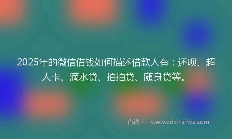 2025年的微信借钱如何描述借款人有：还呗、超人卡、滴水贷、拍拍贷、随身贷等。