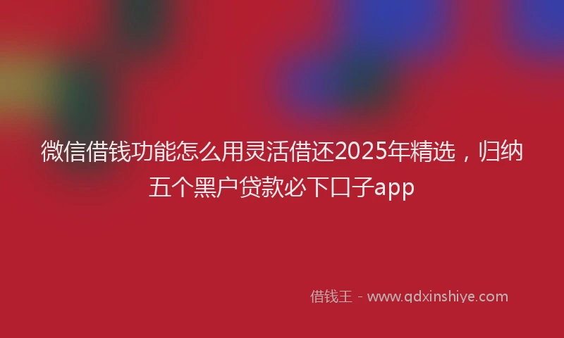 微信借钱功能怎么用灵活借还2025年精选，归纳五个黑户贷款必下口子app