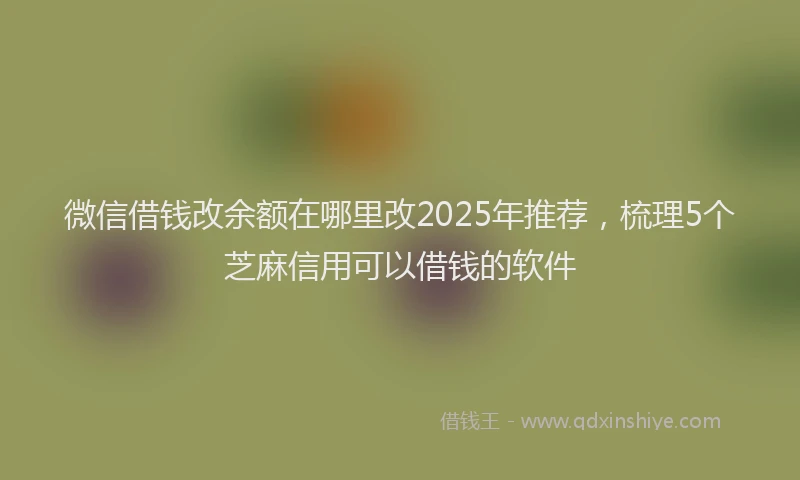 微信借钱改余额在哪里改2025年推荐，梳理5个芝麻信用可以借钱的软件