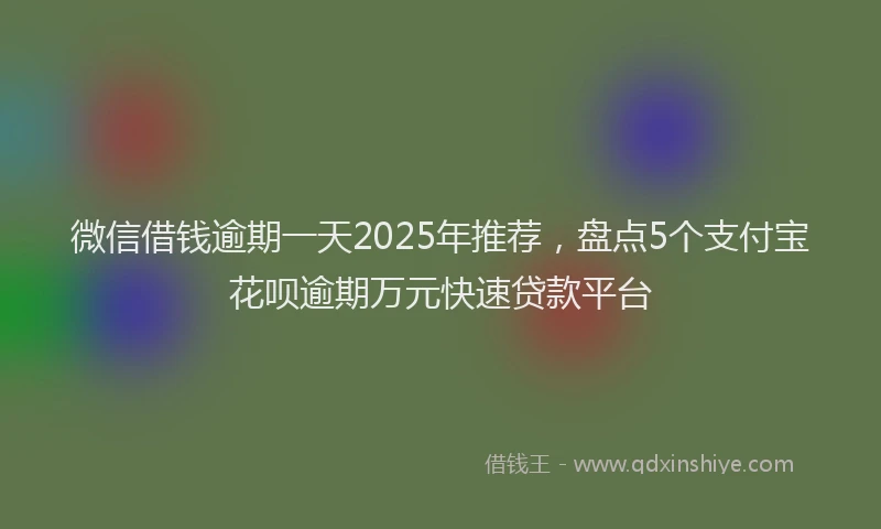 微信借钱逾期一天2025年推荐，盘点5个支付宝花呗逾期万元快速贷款平台