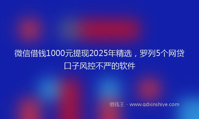微信借钱1000元提现2025年精选，罗列5个网贷口子风控不严的软件