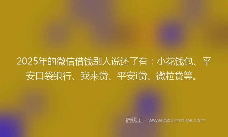 2025年的微信借钱别人说还了有：小花钱包、平安口袋银行、我来贷、平安i贷、微粒贷等。