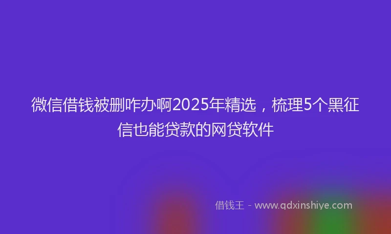 微信借钱被删咋办啊2025年精选，梳理5个黑征信也能贷款的网贷软件