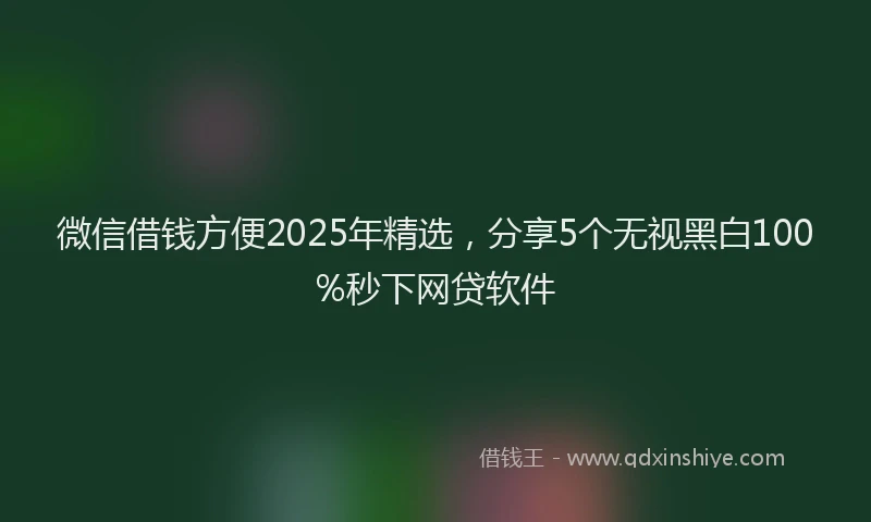 微信借钱方便2025年精选，分享5个无视黑白100%秒下网贷软件