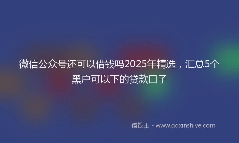 微信公众号还可以借钱吗2025年精选，汇总5个黑户可以下的贷款口子