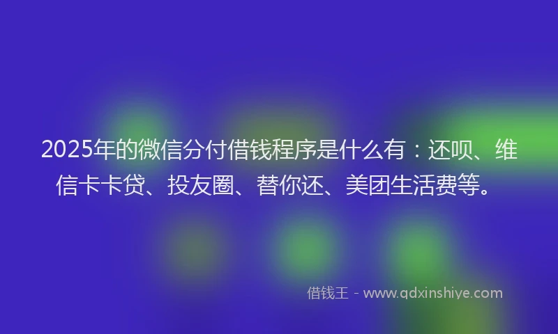 2025年的微信分付借钱程序是什么有：还呗、维信卡卡贷、投友圈、替你还、美团生活费等。