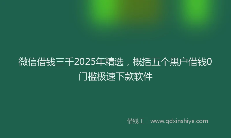 微信借钱三千2025年精选，概括五个黑户借钱0门槛极速下款软件