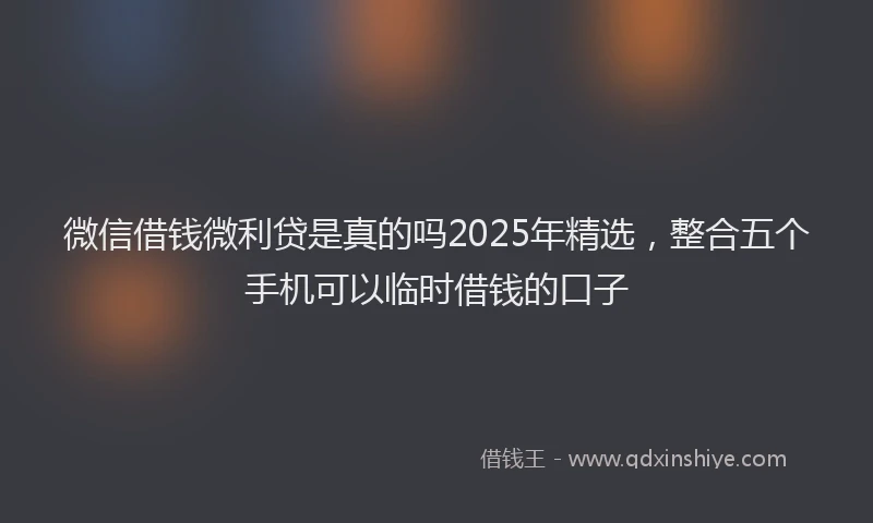 微信借钱微利贷是真的吗2025年精选，整合五个手机可以临时借钱的口子
