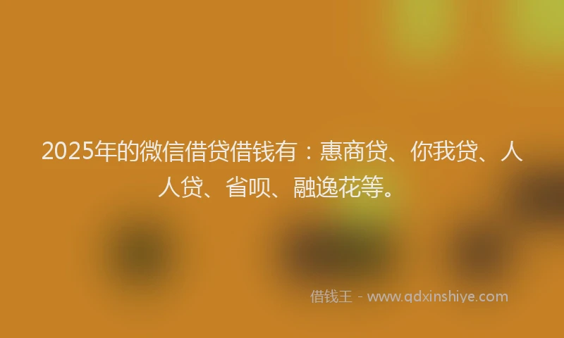 2025年的微信借贷借钱有：惠商贷、你我贷、人人贷、省呗、融逸花等。