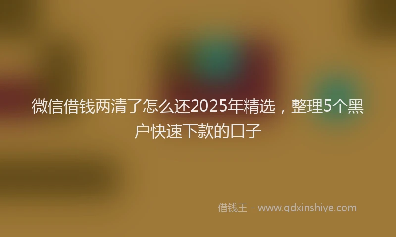 微信借钱两清了怎么还2025年精选，整理5个黑户快速下款的口子