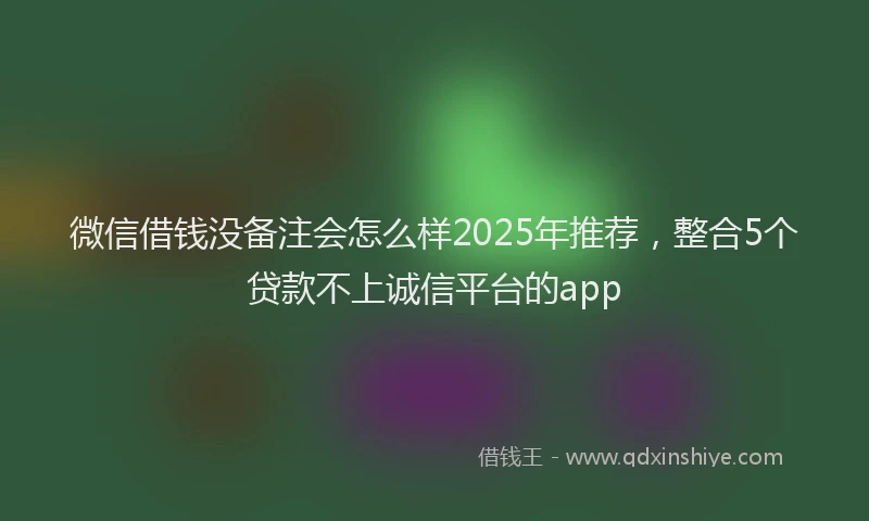 微信借钱没备注会怎么样2025年推荐，整合5个贷款不上诚信平台的app