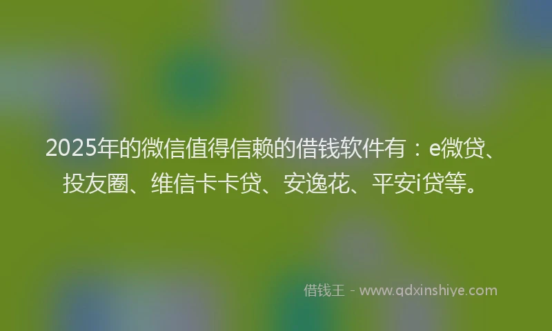 2025年的微信值得信赖的借钱软件有：e微贷、投友圈、维信卡卡贷、安逸花、平安i贷等。