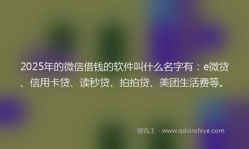 2025年的微信借钱的软件叫什么名字有：e微贷、信用卡贷、读秒贷、拍拍贷、美团生活费等。