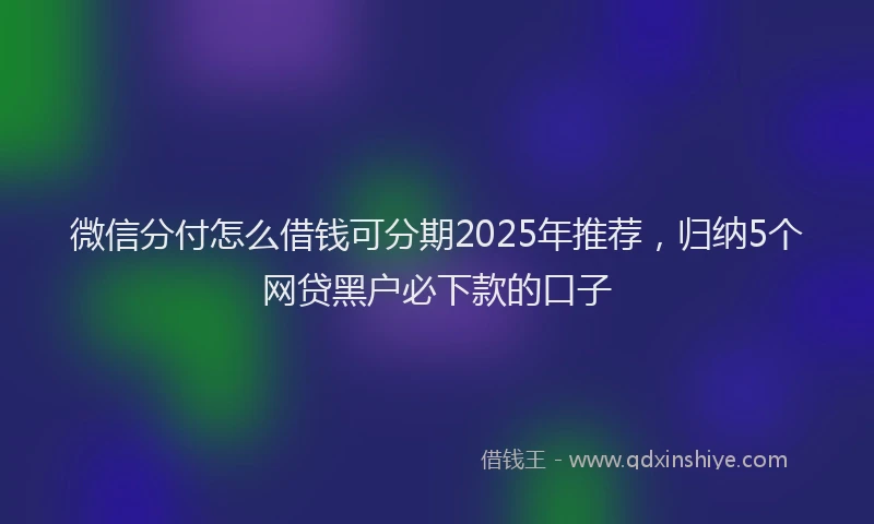 微信分付怎么借钱可分期2025年推荐，归纳5个网贷黑户必下款的口子