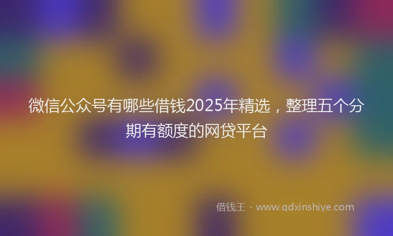 微信公众号有哪些借钱2025年精选，整理五个分期有额度的网贷平台
