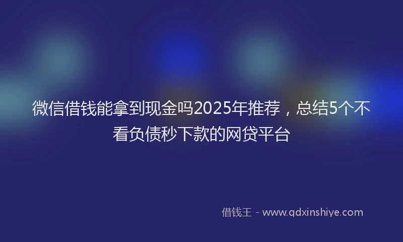 微信借钱能拿到现金吗2025年推荐，总结5个不看负债秒下款的网贷平台