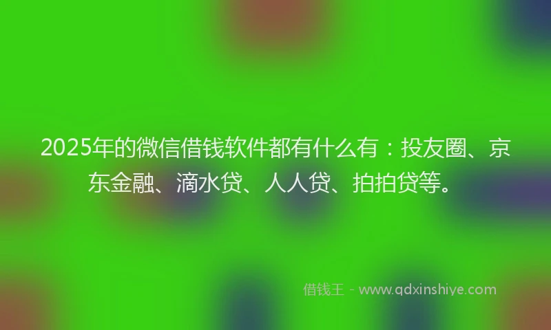 2025年的微信借钱软件都有什么有：投友圈、京东金融、滴水贷、人人贷、拍拍贷等。