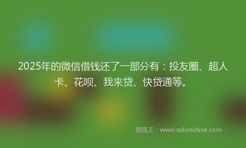 2025年的微信借钱还了一部分有：投友圈、超人卡、花呗、我来贷、快贷通等。