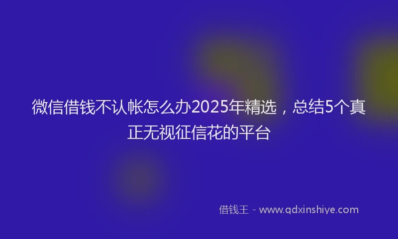微信借钱不认帐怎么办2025年精选，总结5个真正无视征信花的平台