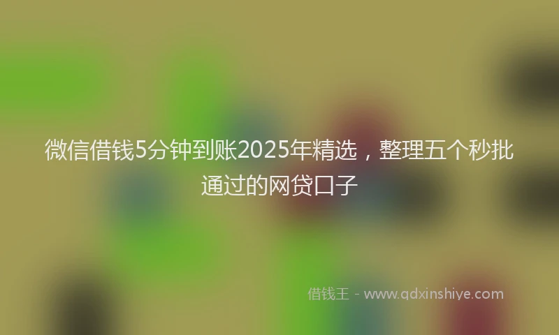微信借钱5分钟到账2025年精选，整理五个秒批通过的网贷口子