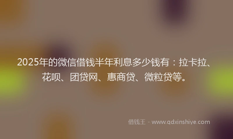 2025年的微信借钱半年利息多少钱有：拉卡拉、花呗、团贷网、惠商贷、微粒贷等。