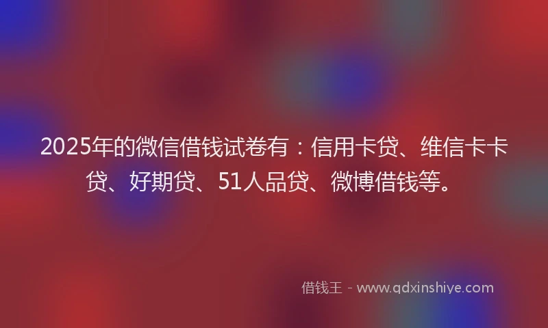 2025年的微信借钱试卷有：信用卡贷、维信卡卡贷、好期贷、51人品贷、微博借钱等。