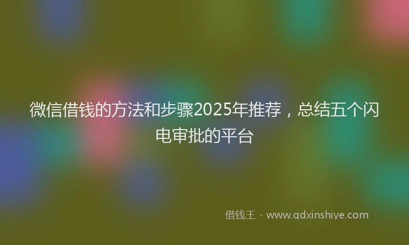 微信借钱的方法和步骤2025年推荐，总结五个闪电审批的平台