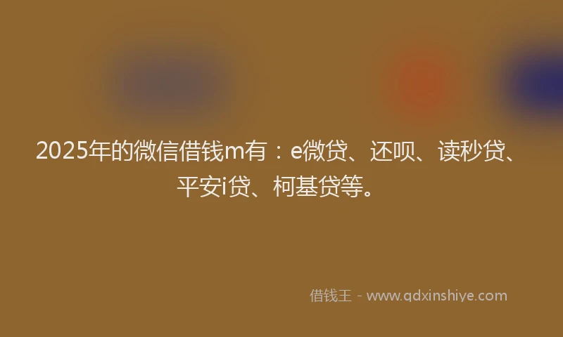 2025年的微信借钱m有：e微贷、还呗、读秒贷、平安i贷、柯基贷等。