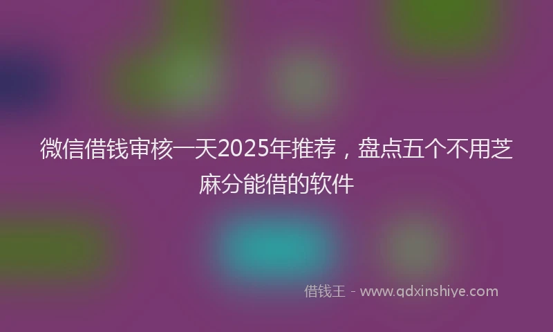 微信借钱审核一天2025年推荐，盘点五个不用芝麻分能借的软件