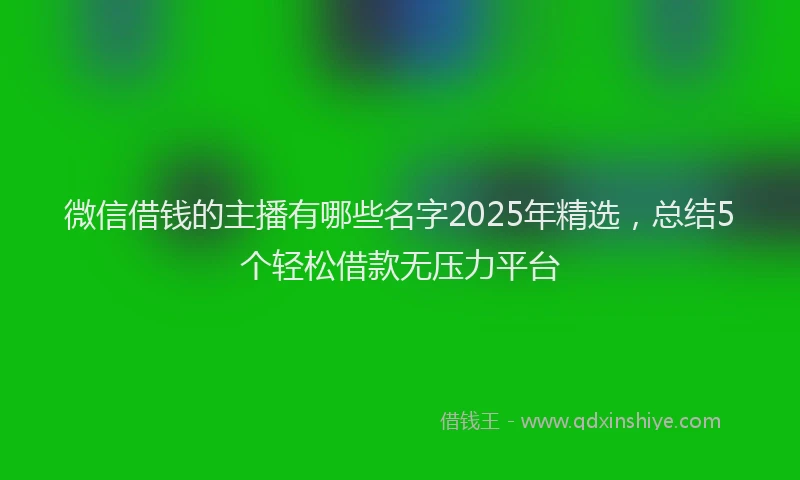 微信借钱的主播有哪些名字2025年精选，总结5个轻松借款无压力平台
