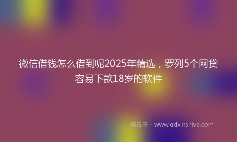 微信借钱怎么借到呢2025年精选，罗列5个网贷容易下款18岁的软件