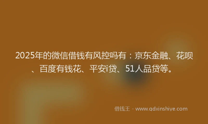 2025年的微信借钱有风控吗有：京东金融、花呗、百度有钱花、平安i贷、51人品贷等。
