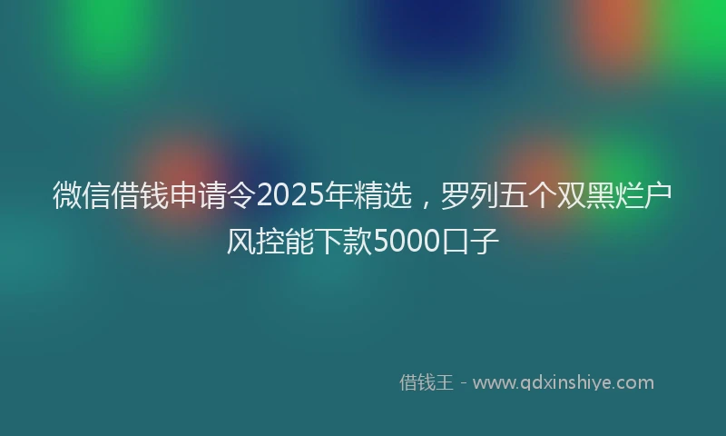 微信借钱申请令2025年精选，罗列五个双黑烂户风控能下款5000口子
