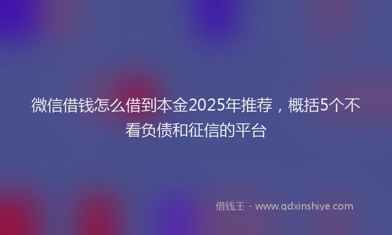 微信借钱怎么借到本金2025年推荐，概括5个不看负债和征信的平台