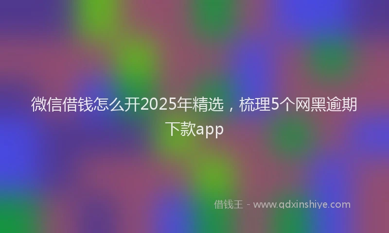 微信借钱怎么开2025年精选，梳理5个网黑逾期下款app