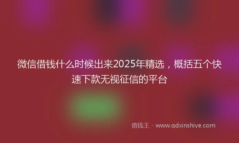 微信借钱什么时候出来2025年精选，概括五个快速下款无视征信的平台