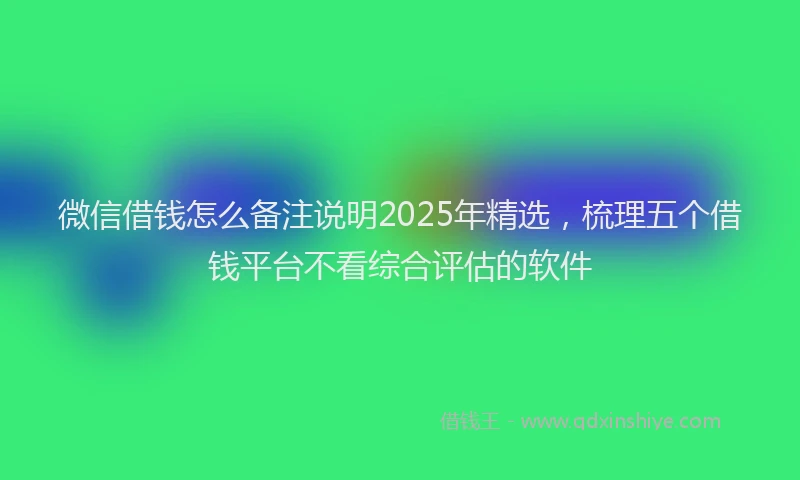 微信借钱怎么备注说明2025年精选，梳理五个借钱平台不看综合评估的软件